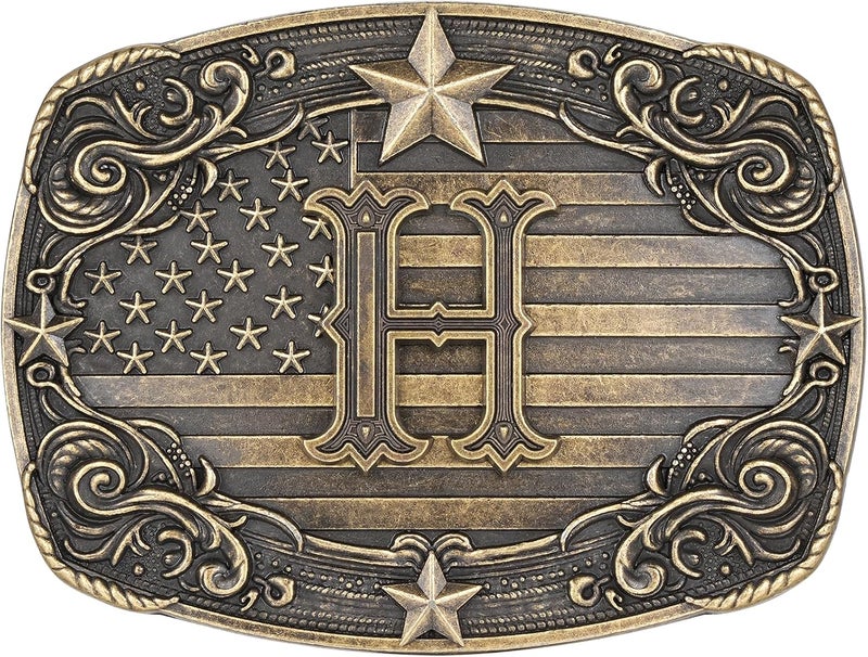 Flipslo Store Western Belt Buckle for Men Women Initial Letter A to Z Cowboy Belt Buckle Texas Buckle hebillas vaqueras para hombre - Image 1